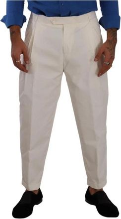 Dolce & Gabbana Relaxed Fit Pliss&eacute; Broek - Heren - Nette broeken - Wit - L - Katoen - Broeken
