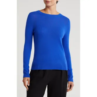 Nordstrom Cashmere Crewneck Sweater in Blue Surf at Nordstrom Rack, Size Xx-Small