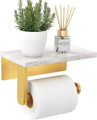 OEM Porte-papier Toilette - Etag&egrave;re Integrada 17 Cm - Acero Inoxidable Sus304 - Montaje En Pared - Acabado Dorado - 1 Unidad