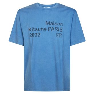 Maison Kitsun&eacute; T-Shirts, male, Blue, Size: M T Shirt MM Over Parlata