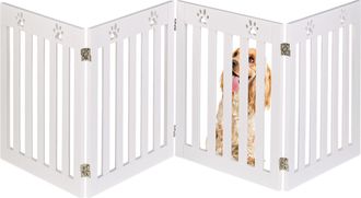 Relaxdays Relaxdays - Barrera De Seguridad Para Mascotas Plegable, Valla Protectora Sin Taladro, 60 X 204 Cm, Mdf, Blanco