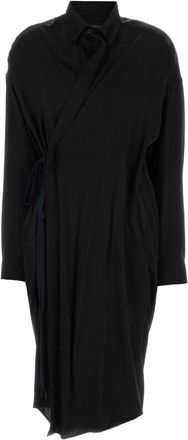 Balenciaga Black Satin Shirt Dress