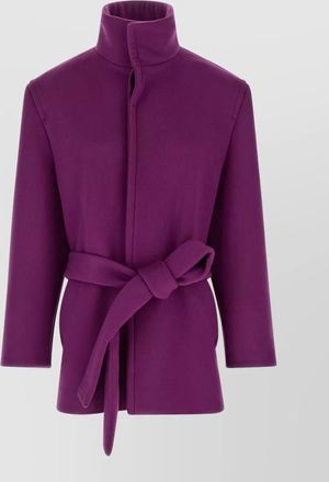Saint Laurent wool coat with belted waist and high collar