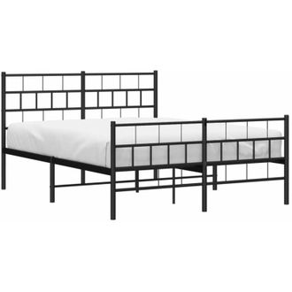 vidaXL Estructura Cama Sin Colch&oacute;n Con Estribo Metal Negro 135x190 Cm Vidaxl