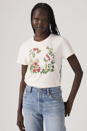 Levi's Camiseta Perfect - Mujer - 2XS - Blanco / Rose Garden Bw Art Option 2 Egret