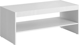 Dmora Mesa De Centro Roasio, Con Estante Y Amplia Superficie De Apoyo, Elevada Del Suelo, 120x57 H50 Cm, Color Blanco