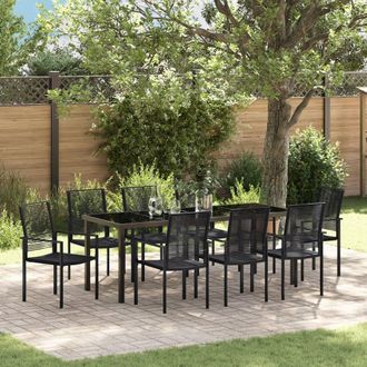 Berkfield Home 9 Piece Garden Dining Set Black PVC Rattan