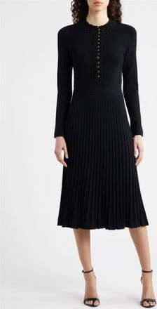 Elie Tahari The Erika Long Sleeve Sweater Midi Dress in Noir at Nordstrom, Size Medium