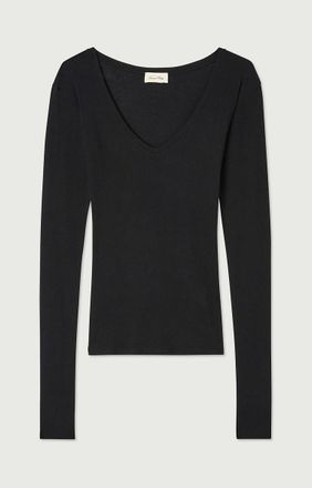 American Vintage T-shirt met lange mouwen en V-hals MASSACHUSETTS