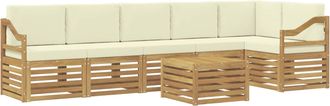 vidaXL Conjunto De Sof&aacute;s De Exterior 7 Uds. Blanco Y Crema Poli&eacute;ster Vidaxl