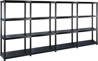 vidaXL Scaffale a 4 Ripiani Nero 244x30,5x130 cm in Plastica - Vidaxl