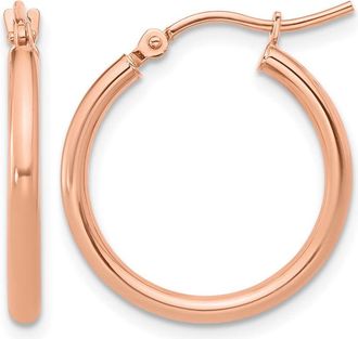 Diamond2Deal 10K Rose Gold Round Shape Hinged Hoop Earrings