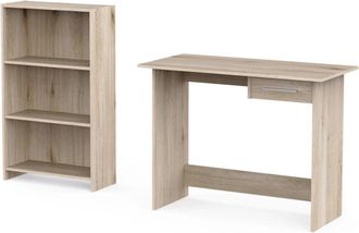 OEM Set Scrivania Con Cassetto E Libreria 3 Ripiani Rovere