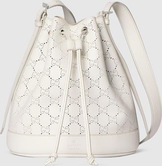 Gucci Venice Small Bucket Bag, White, Leather
