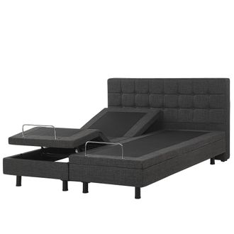 Beliani Cama Ajustable El&eacute;ctrica Con Mando A Distancia De Tela Gris Oscuro 160 X 200 Cm Duke