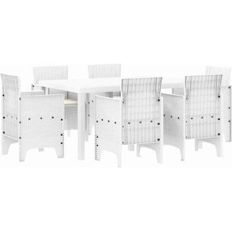 vidaXL Conjunto De Comedor De Jard&iacute;n 7 Pcs Blanco Ratan Polt Vidaxl