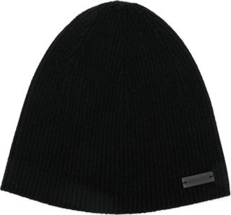 Saint Laurent Black logo beanie hat