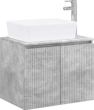 vidaXL Juego De Muebles De Ba&ntilde;o Gris Hormig&oacute;n Madera De Ingenier&iacute;a Vidaxl
