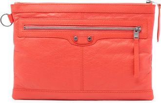 Balenciaga Tweedehands Lamsleer Motocross Classic Clip M Clutch