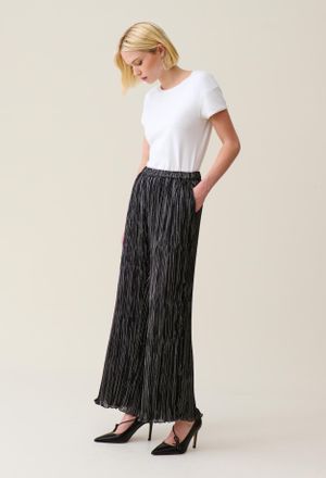 Claudie Pierlot Pantalon fluide pliss&eacute; argent&eacute;