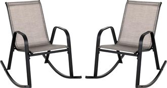 Costway 2 Mecedoras Jardin Exterior, Mecedora Jardin Exterior Con Asiento Textilene, Balanceo Suave, 91 X 62 X 86 Cm, Carga 150kg, Terraza Patio Jardin - Cost