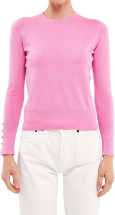 endless rose Button Cuff Sweater in Pink at Nordstrom, Size X-Small