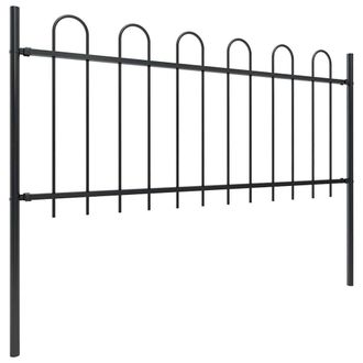 Berkfield Home Garden Fence with Hoop Top Steel 11.9x0.8 m Black