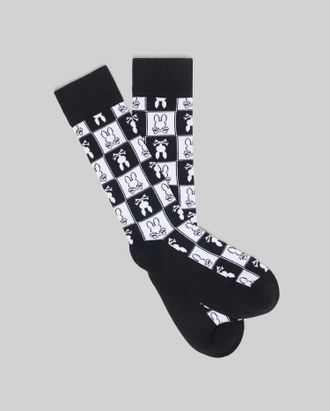 Psycho Bunny Mens All Over Square Bunny Dress Sock 001 BLACK / O/S