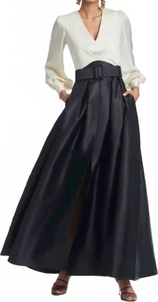 Sachin & Babi Zoe Mikado Ball Skirt Gown In Ivory/black
