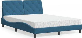 vidaXL Vidaxl - Cama Con Colch&oacute;n Terciopelo Azul 140x190 Cm