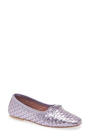 Freda Salvador Woven Square Toe Ballet Flat in Lilac Metallic at Nordstrom, Size 7.5