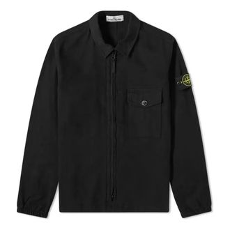 Stone Island Garment Dyed Zip Shirt Overshirt Black 751510704-V0029
