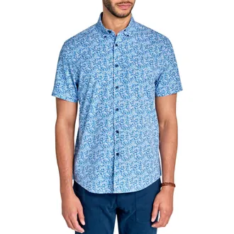 Brooklyn Brigade Micro Floral Short Sleeve Shirt in Blue at Nordstrom Rack, Size X-Large