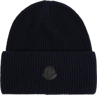 Moncler Wool Beanie - Dames - Hoeden - Blauw - ONE Size - Wol - Accessoires