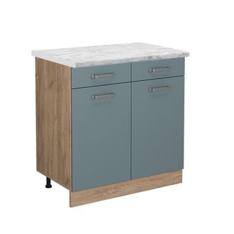 Vicco Mueble Bajo De Cocina R-line, Gris Azulado, 80 Cm Et M&aacute;rmol