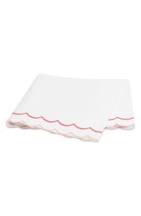 Matouk India Scallop 350 Thread Count Flat Sheet in Blush at Nordstrom, Size Full
