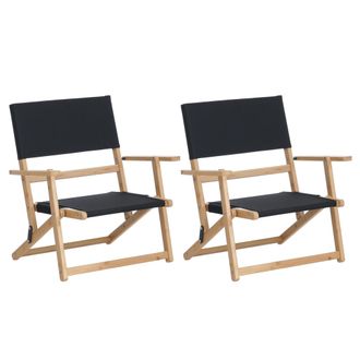 Hhg [nunca Usado] Juego De 2 Sillas De Camping De Bamb&uacute; Hhg-895, Silla De Jard&iacute;n, Silla De Balc&oacute;n, Silla De Ocio, Plegable, Para Exterior, De Tela/tejido,