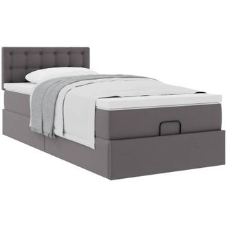 vidaXL Cama Otomana Colch&oacute;n Cuero Sint&eacute;tico Gris 90x190 Cm Vidaxl