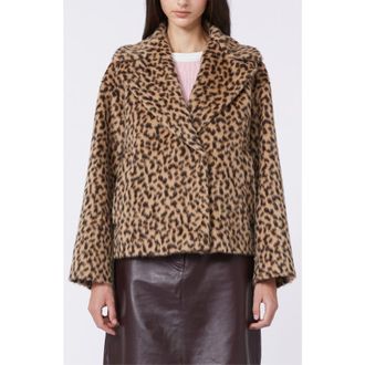 Max Mara Cheetah Print Wool-Blend Peacoat in Camel at Nordstrom, Size 8