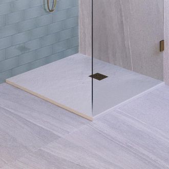 Marcel Breuer Asteroid Douchebak 100x100 incl. antislip en antibacterieel mineraalmarmer mat wit