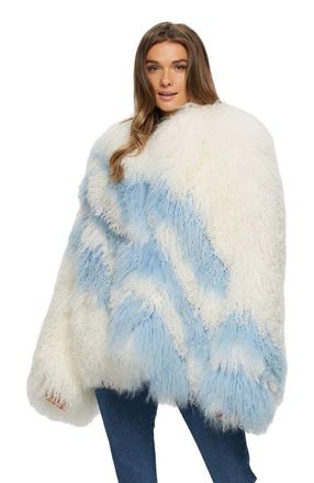 Gorski Mongolian Goat Jacket in White/blue at Nordstrom, Size X-Small