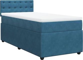 vidaXL Cama Box Spring Con Colch&oacute;n Terciopelo Azul Oscuro 80x200 Cm Vidaxl