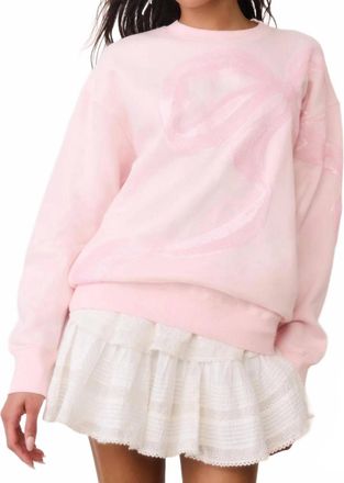 LoveShackFancy Palo Sequin Bow Fleece Pullover Sweatshirt In Wistful Pink