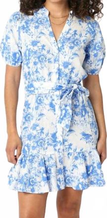 Olivaceous Noor Floral Dress In Blue