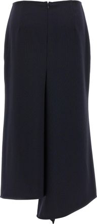 Victoria Beckham Kick Detail Wool Cr&ecirc;pe Skirt - Black