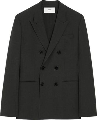 Ami Blazer de Lana Mixta de Doble Botonadura - Jackets - Mujer - Gris - S