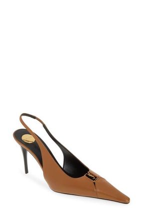 Saint Laurent Babylone Slingback Pump in Dark Macadamia at Nordstrom, Size 6.5Us
