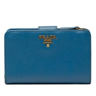 Prada Blue Leather Wallet (Bi-Fold) (Pre-Owned)