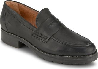 Frye Melissa Lug Sole Penny Loafer in Black - Volterra Leather at Nordstrom Rack, Size 5.5