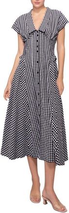 Melloday Gingham Smocked Waist Maxi Dress in Black White Gingham at Nordstrom, Size X-Small